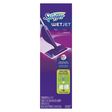 SWIFFER 46 in L Wetjet Mop Starter Kit, White, Cloth 92811KT